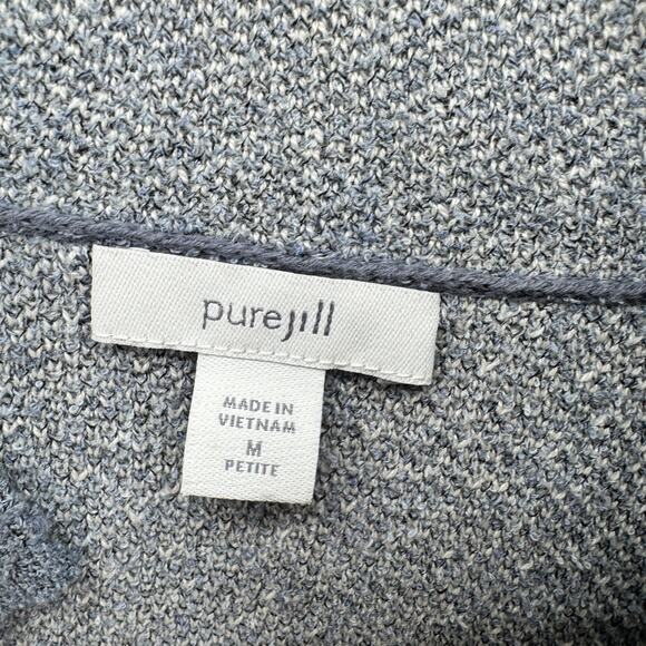 J Jill Sweater Womens Petite Medium Mp Blue Snap Top Open Bottom Cardigan Knit - Picture 2 of 10